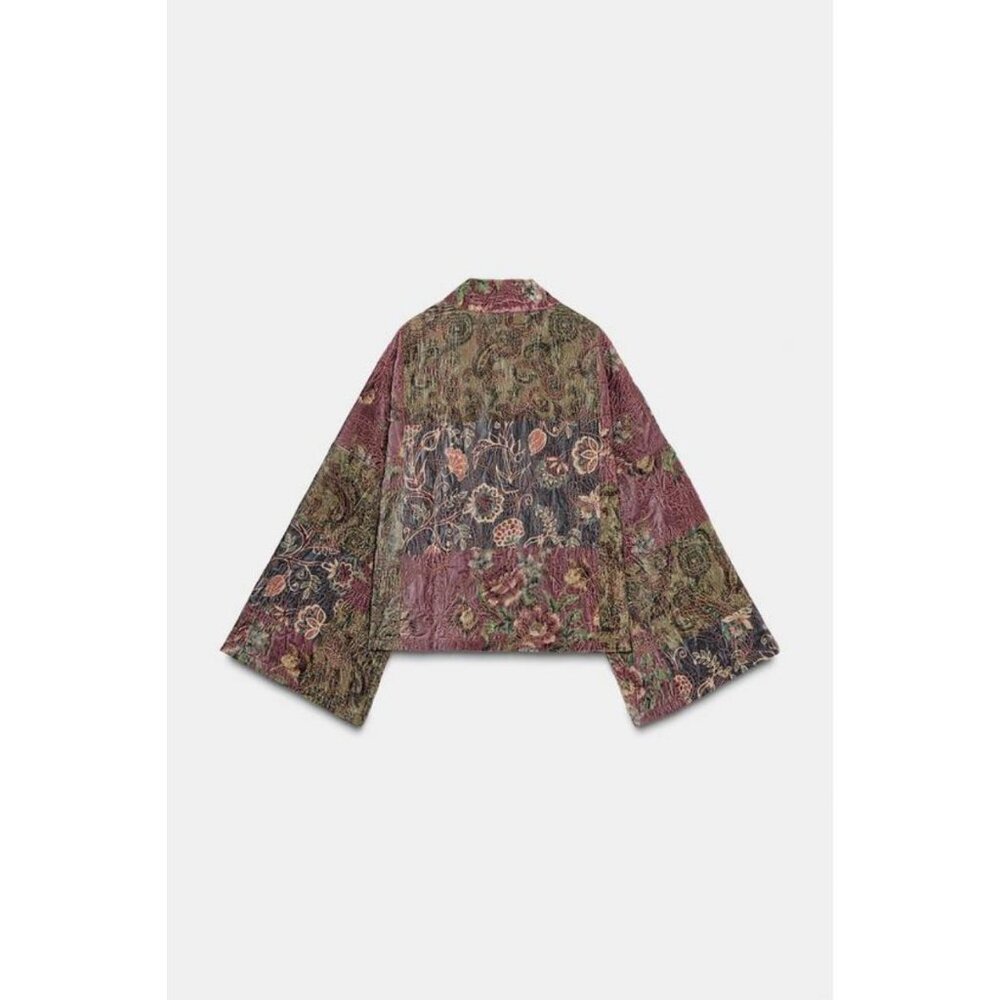 ZARA FLORAL PRINT VELVET KIMONO - Picture 6 of 7